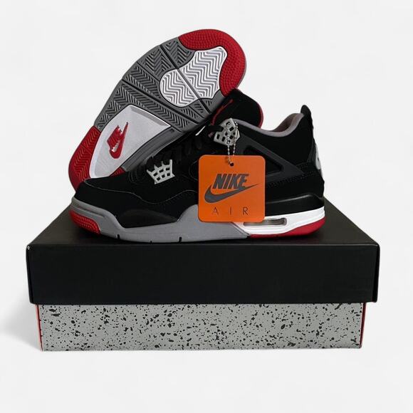 Jordan 4 retro bred 2019 - size 8.5 M / 10 W US / 41.5 EU - Picture 1 of 6